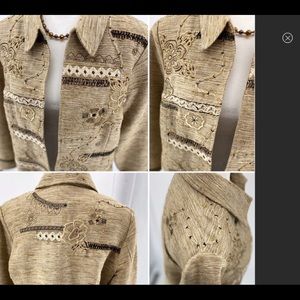 COLDWATER CREEK-Size PM-Tan Heavy Embroider Jacket